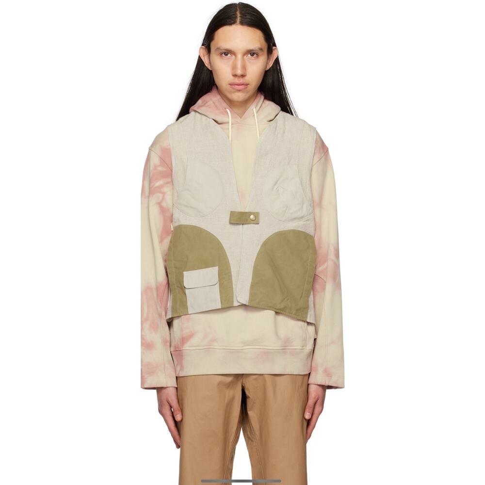 Nicholas Daley Five Pocket Side Tie Linen Vest Mens Size Large